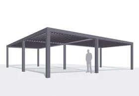 Exemple 3D Pergola Bioclimatique : Pergola double avec structure en angle