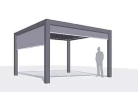 Exemple 3D Pergola Bioclimatique : Avec l'option des stores coulissant automatique
