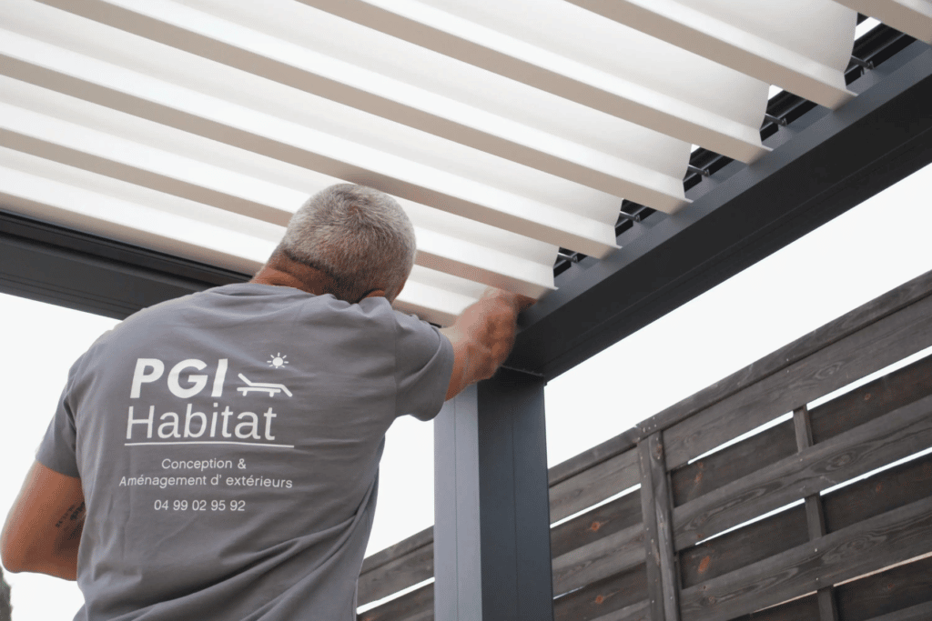 PGI-Habitat, Conception et aménagement de pergola bioclimatique aluminium.