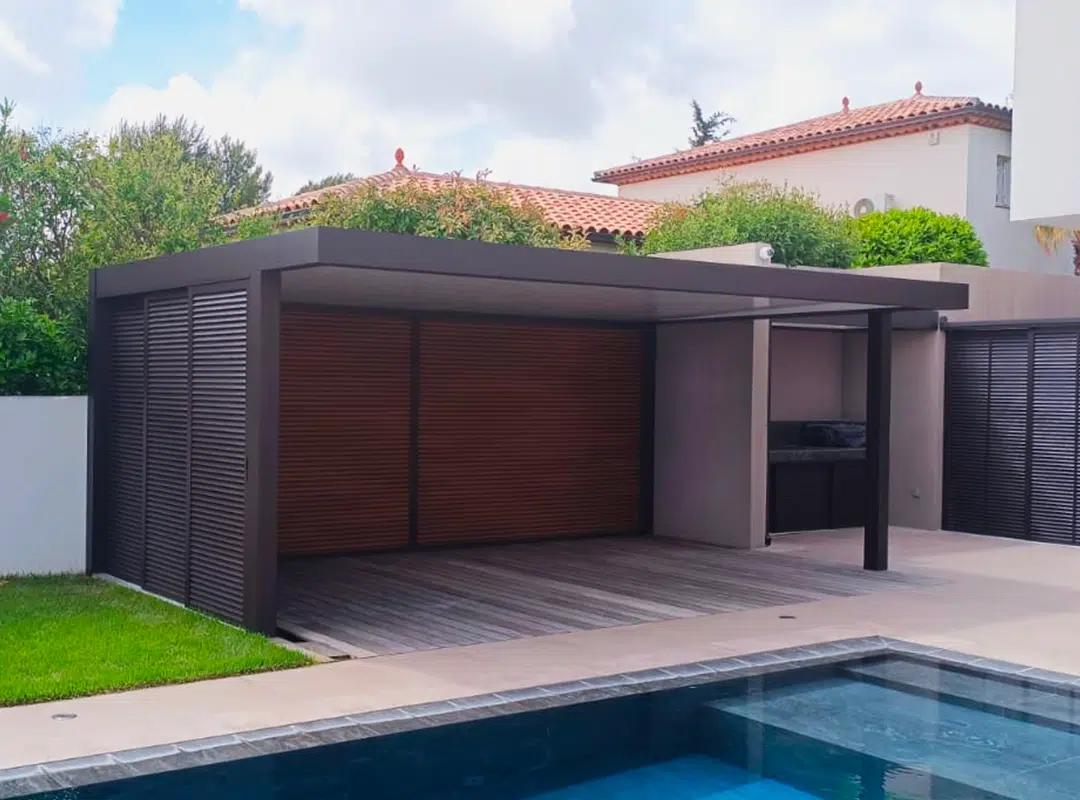 Pergola toit fixe pour pool house
