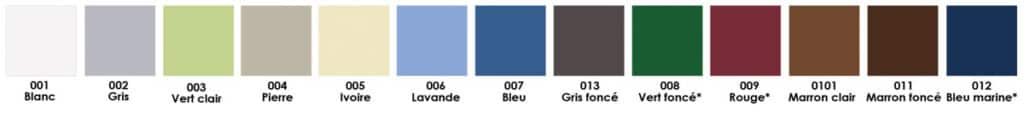 Nuancier de 13 couleurs de nos volets battants