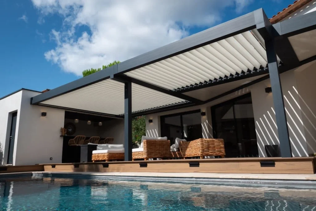 Pergola à poteaux déportés