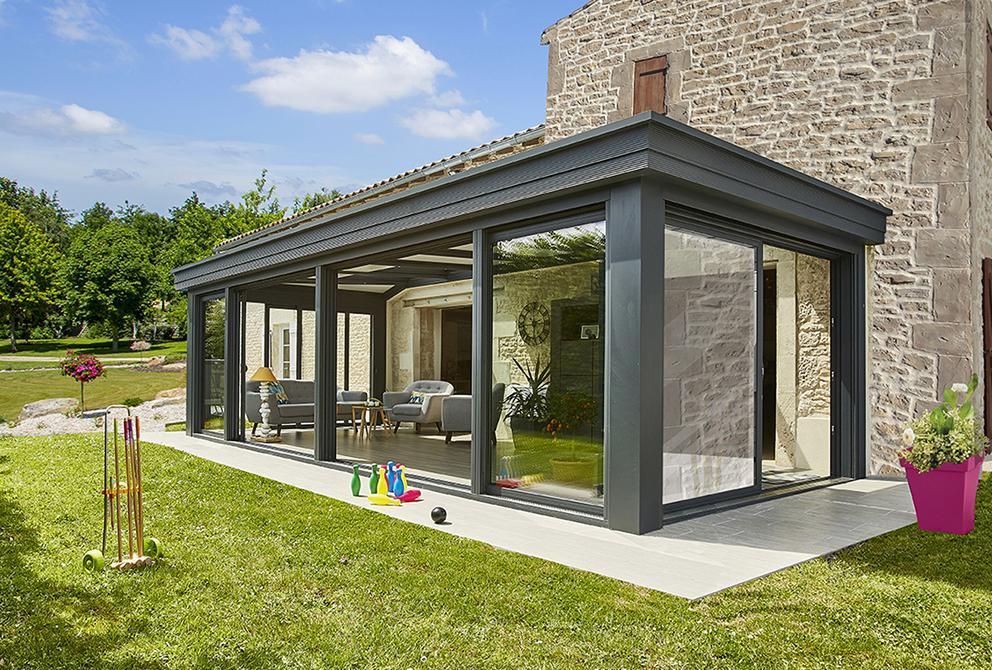 Véranda toit plat moderne